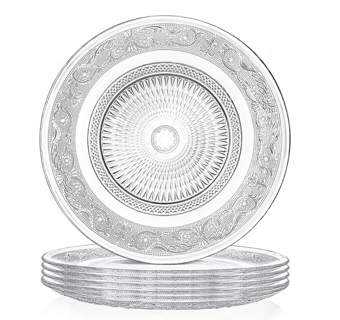 Vintage Glass Dinner Plates (Set of 6)