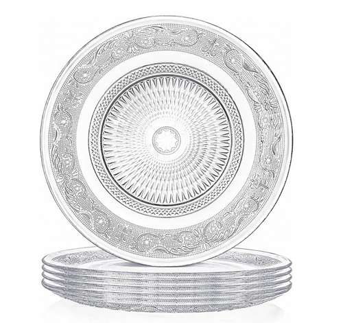 Vintage Glass Dinner Plates (Set of 6)